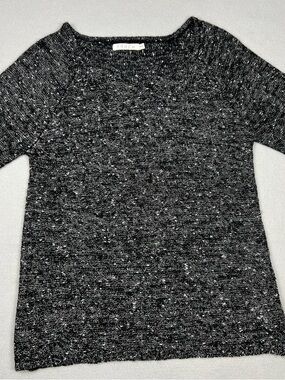 FRNCH Women’s M/L Speckled Lurex Sweater Acrylic Wool Blend Marled Knit Shimmer